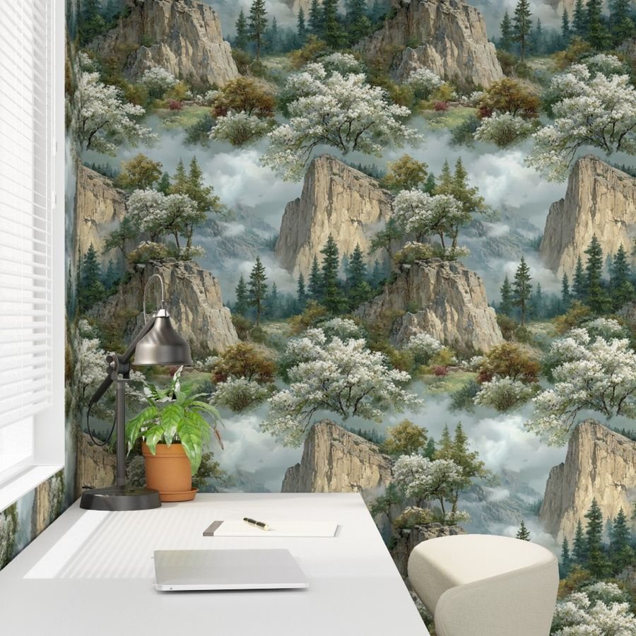Yosemite National Park Spring Watercolor Granite Cliff Landscape Wallpaper el capitan wallpaper