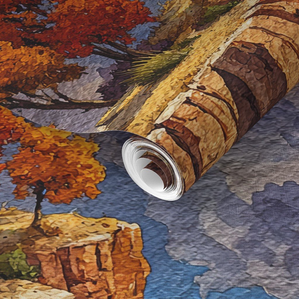Autumn Glow Over the Grand Canyon Watercolor Landscape Wallpaper grand canyon wallpaper