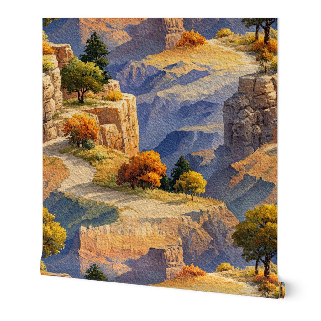 Autumn Glow Over the Grand Canyon Watercolor Landscape Wallpaper grand canyon wallpaper