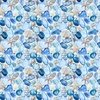 Watercolor Sea Glass Shells and Starfish Coastal Pattern in Seafoam Aqua