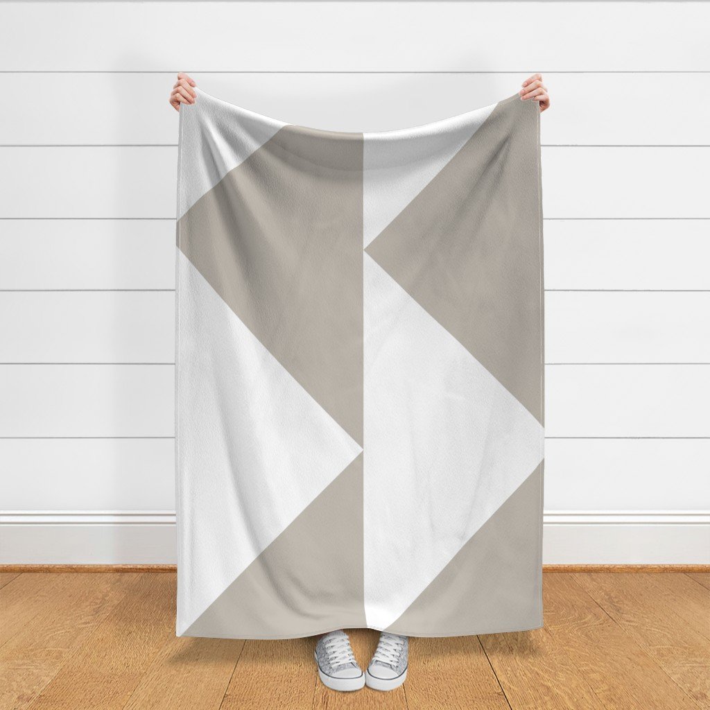 Bold Greige and White Oversized Geometric Triangle Wallpaper Fabric contemporary fabric