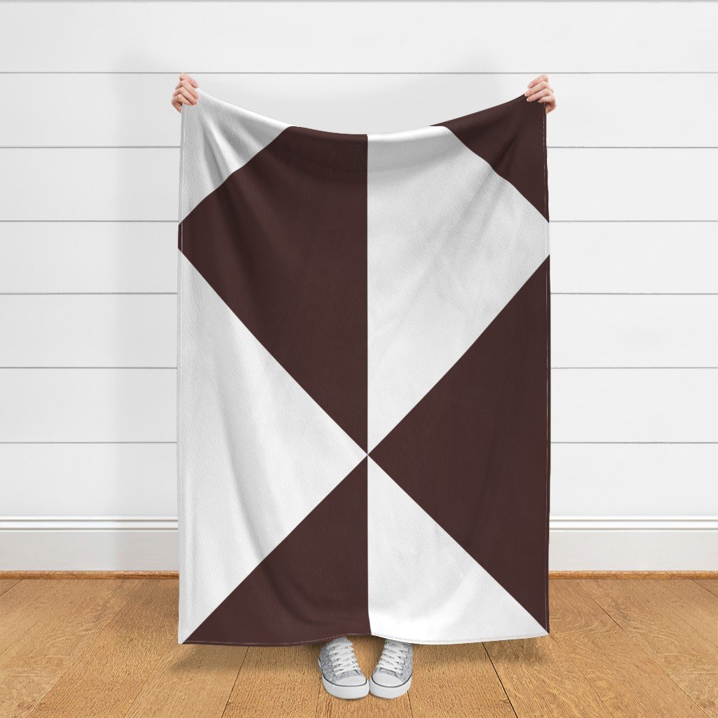 Bold Chocolate Brown and White Oversized Geometric Diamond Fabric chevron fabric