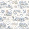 Blue English Village Wedding Toile Watercolor Pattern