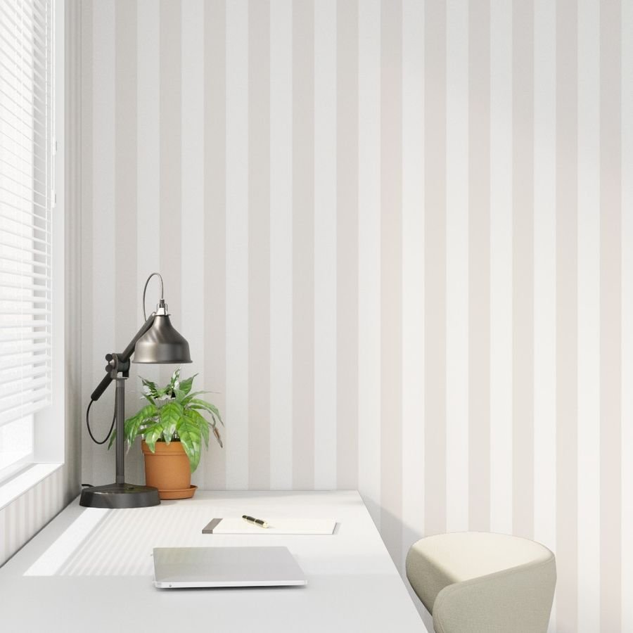 2 Inch Bone White Classic Stripe Pattern Wallpaper warm tone wallpaper