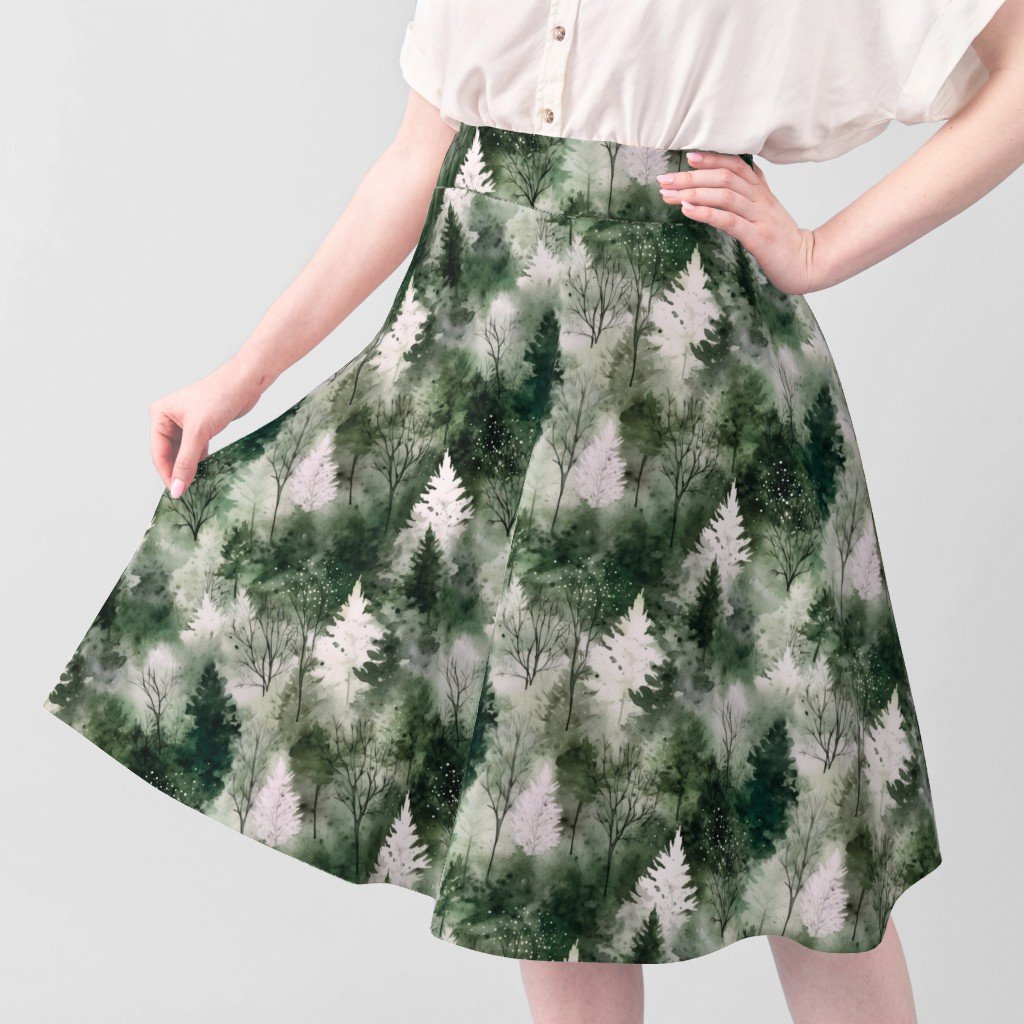 Small Endless Winter Tree Dreamscape Trees in Deep Green Misty Forest F Fabric forest fabric