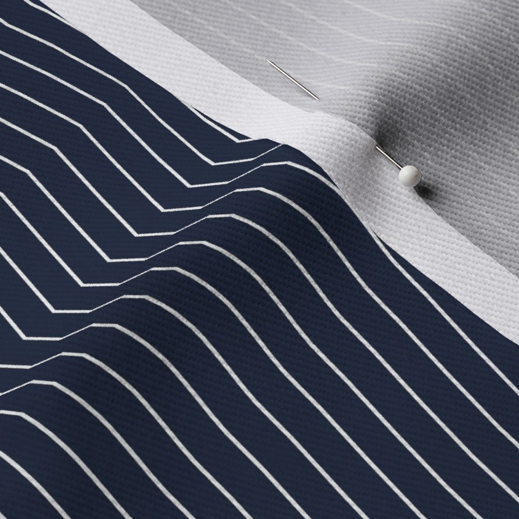 Classic White Pinstripe on Navy Blue Office Stripe Pattern Fabric corporate fabric