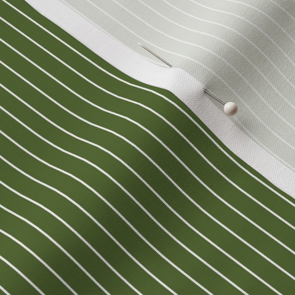 Classic White Pinstripe on Olive Green Office Stripe Pattern Fabric corporate fabric