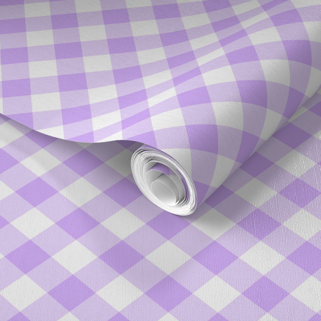 Lavender Purple Gingham Check Plaid Wallpaper lavender purple wallpaper