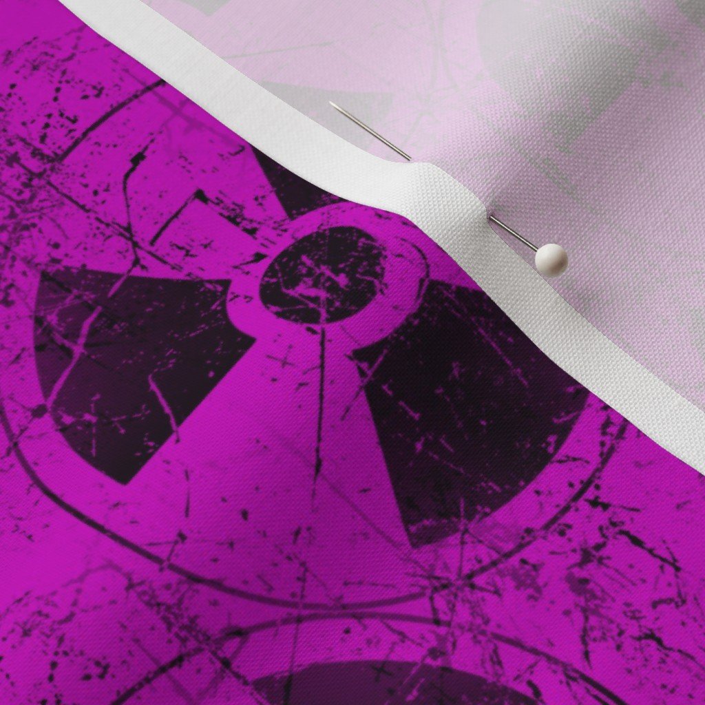 Hot Pink and Black Radiation Warning Grunge Pattern Fabric distressed fabric