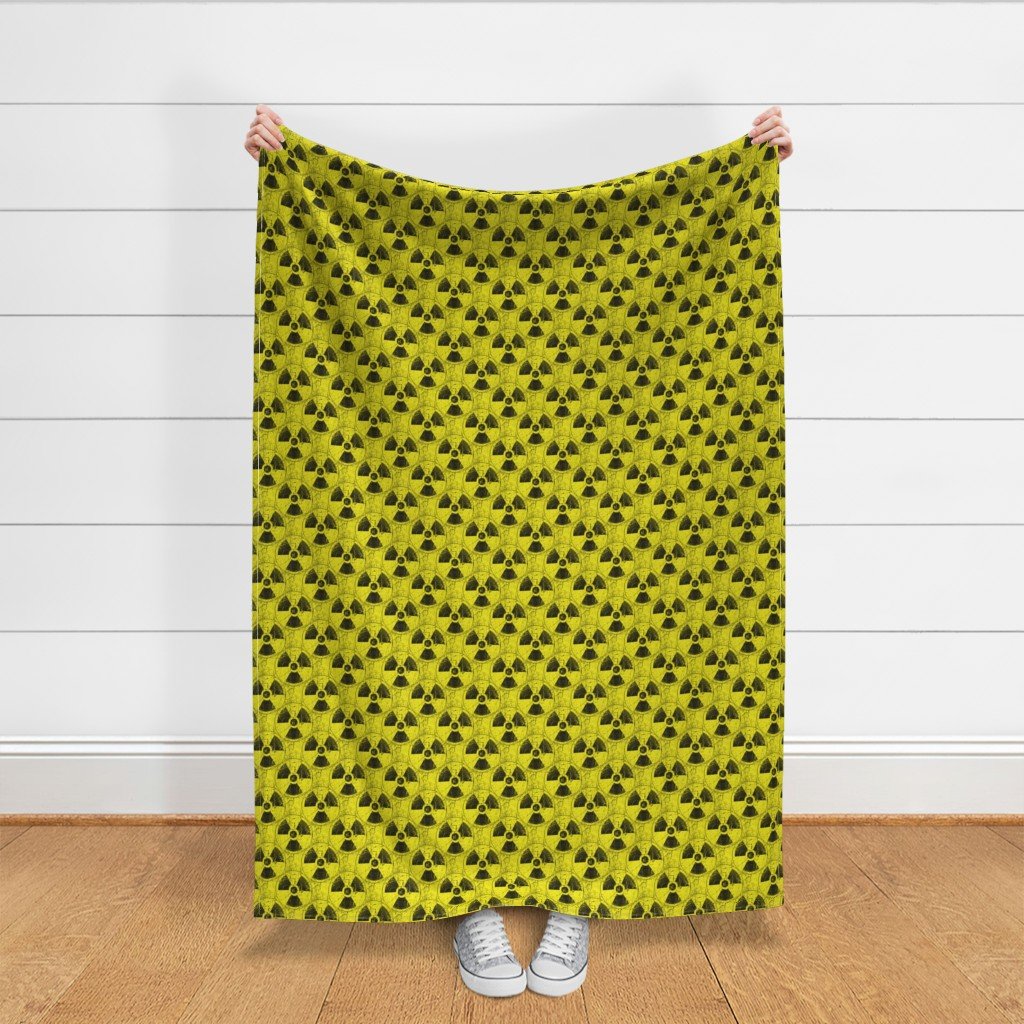 Toxic Yellow and Black Radiation Warning Grunge Pattern Fabric cyberpunk fabric