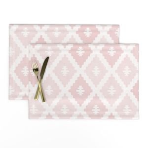 Large Sun Faded Mediterranean Diamond Pattern in Blush Shell Pink Design Collection Home Styling Collection warm tone placemat design