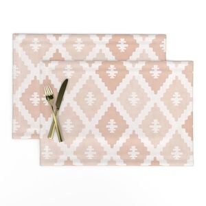 Large Sun Faded Mediterranean Diamond Pattern in Peach Sand Pink Decor Collection Interior Collection warm rose placemat design