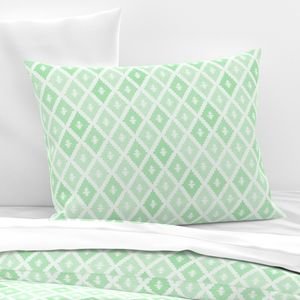 Small Sun Faded Mediterranean Diamond Pattern in Seafoam Mint Green Design Collection Interior Collection dusty mint pillow sham design
