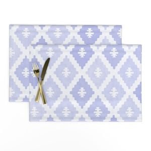 Large Sun Faded Mediterranean Diamond Pattern in Lavender Mist Blue Decor Collection Home Decor Collection soft lilac placemat design