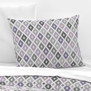 Small Sun Faded Mediterranean Diamond Pattern in Smoky Lavender Slate Decor Collection Home Styling Collection smoky lilac pillow sham design