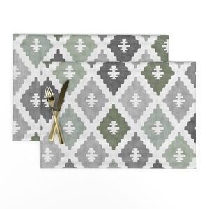 Large Weathered Sage Green Diamond Pattern in Charcoal Gray Interior Collection Decor Collection mint green placemat design