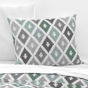 Large Weathered Seafoam Diamond Pattern in Charcoal Gray Decor Collection Home Decor Collection misty teal pillow sham design