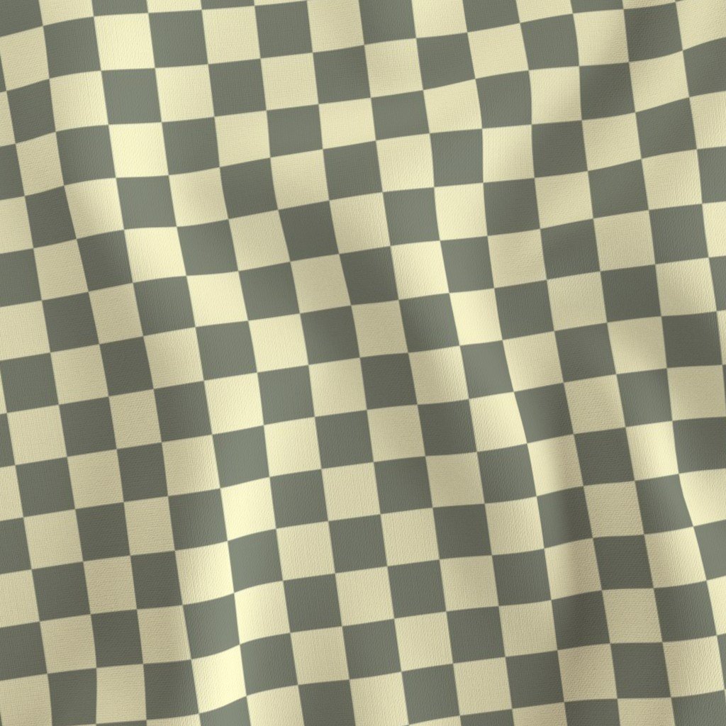 Classic Sage Green and Cream White 1 Inch Check Fabric one inch check fabric