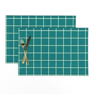 Classic Cream White and Teal 2 Inch Grid Interior Collection Home Styling Collection cream white placemat design