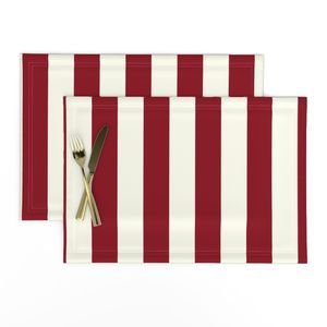 Classic Burgundy and Ivory 2-inch Vertical Stripes Home Decor Collection Home Styling Collection ivory stripe placemat design