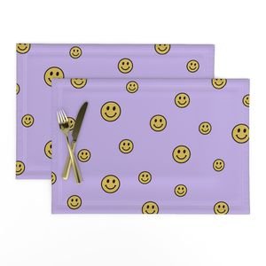 Retro Yellow Smiley Faces on Lavender Home Styling Collection Design Collection smiley face placemat design