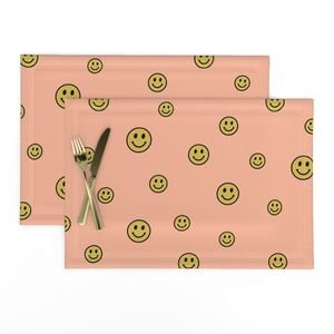 Retro Yellow Smiley Faces on Peach Interior Collection Decor Collection smiley face placemat design
