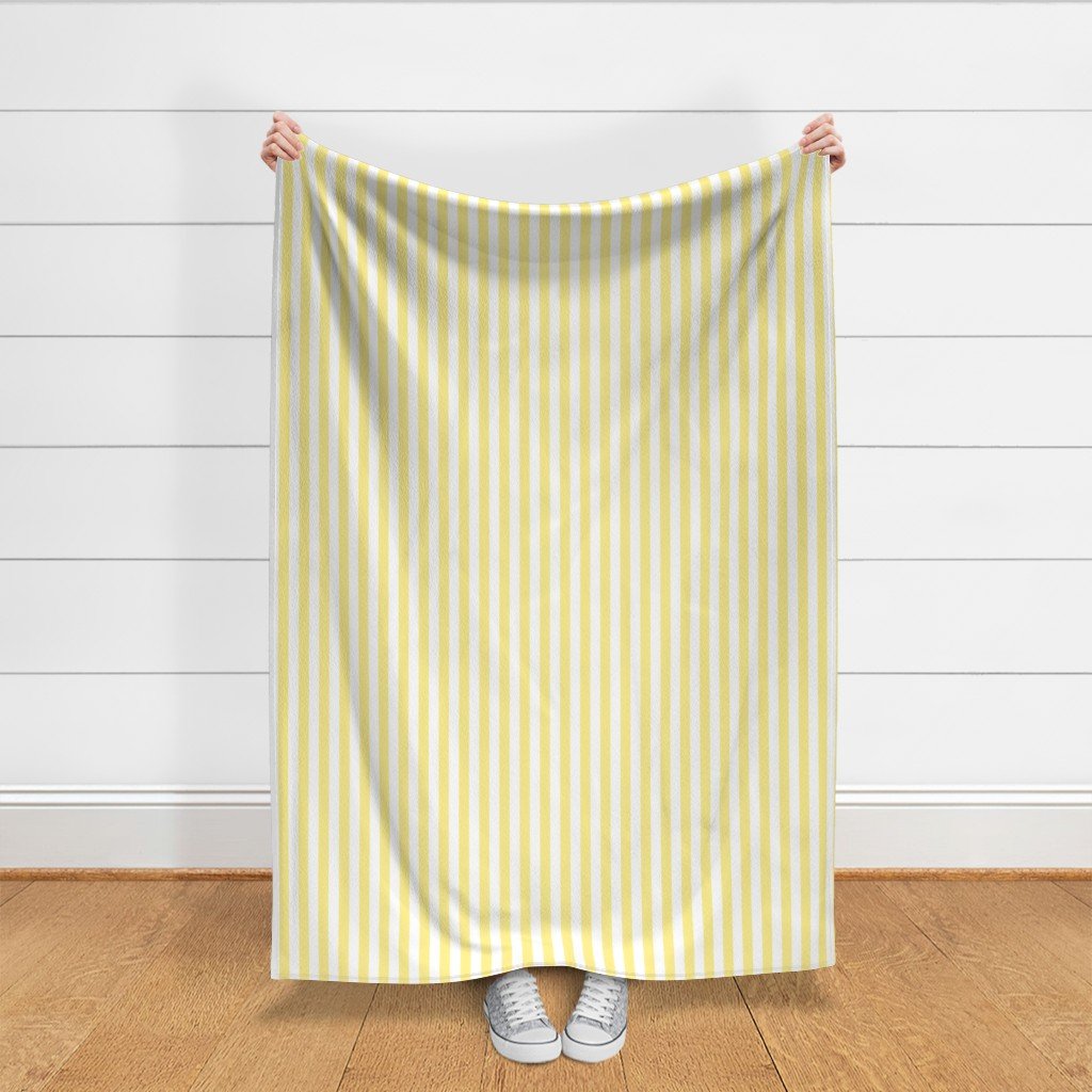 Buttermilk Yellow and White Wide Stripes Fabric yellow and white fabric