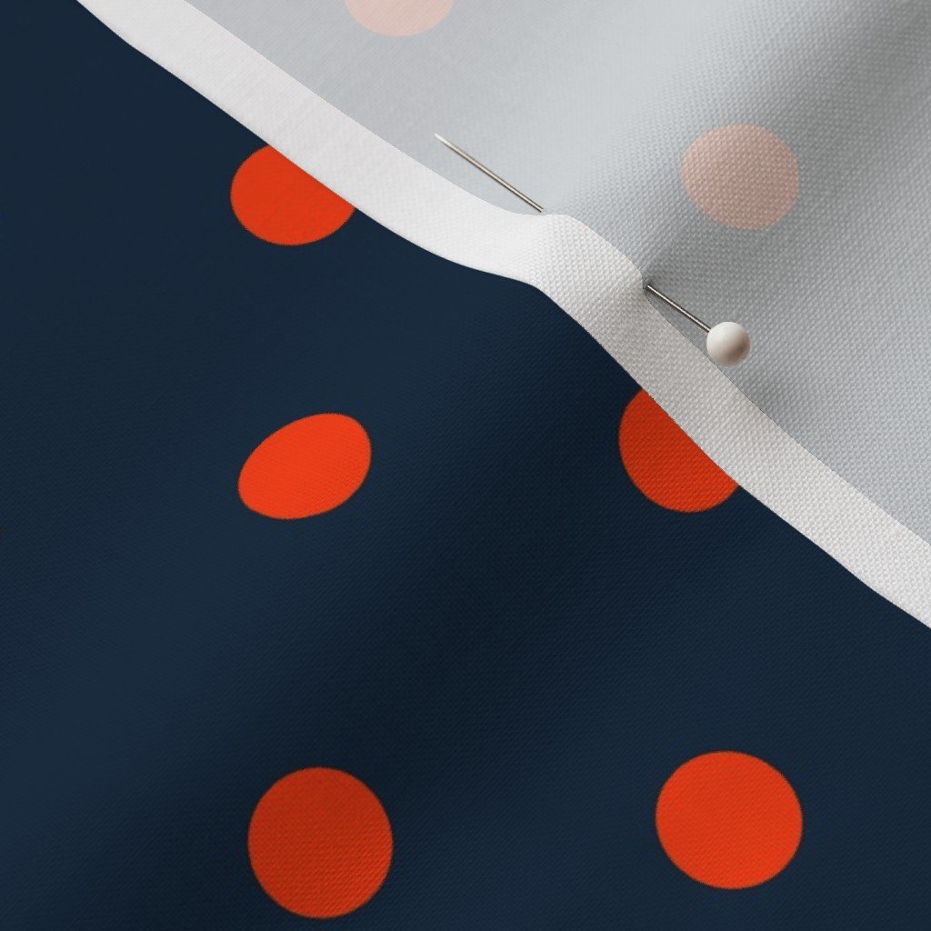 Navy and Orange Polka Dots Fabric navy and orange spots fabric