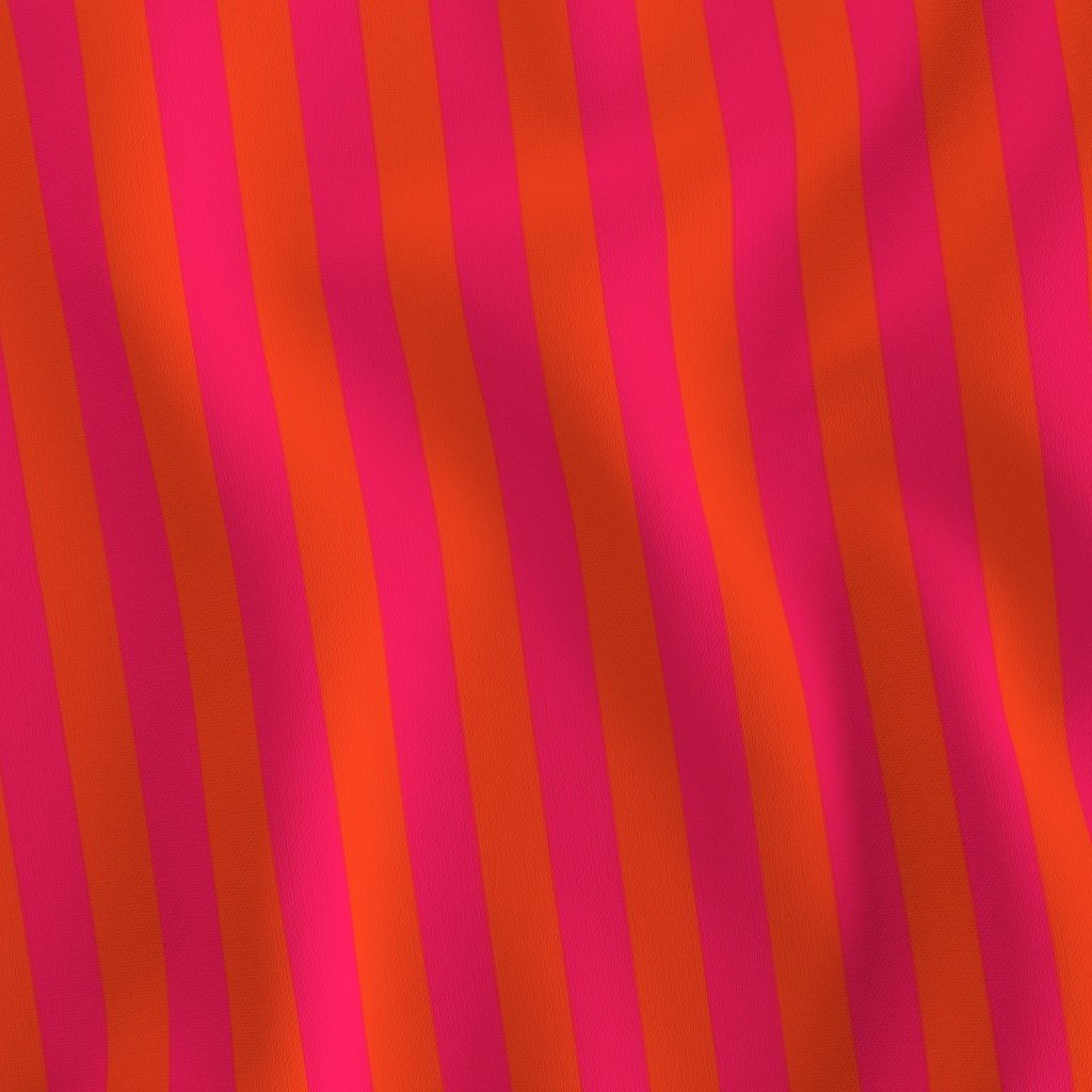 Neon Orange and Pink Vertical Stripes Fabric orange and pink fabric