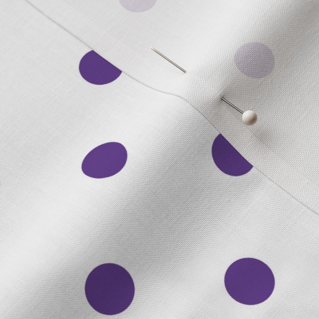 Ultra Violet Purple Polkadots on White Fabric ultra violet and white fabric