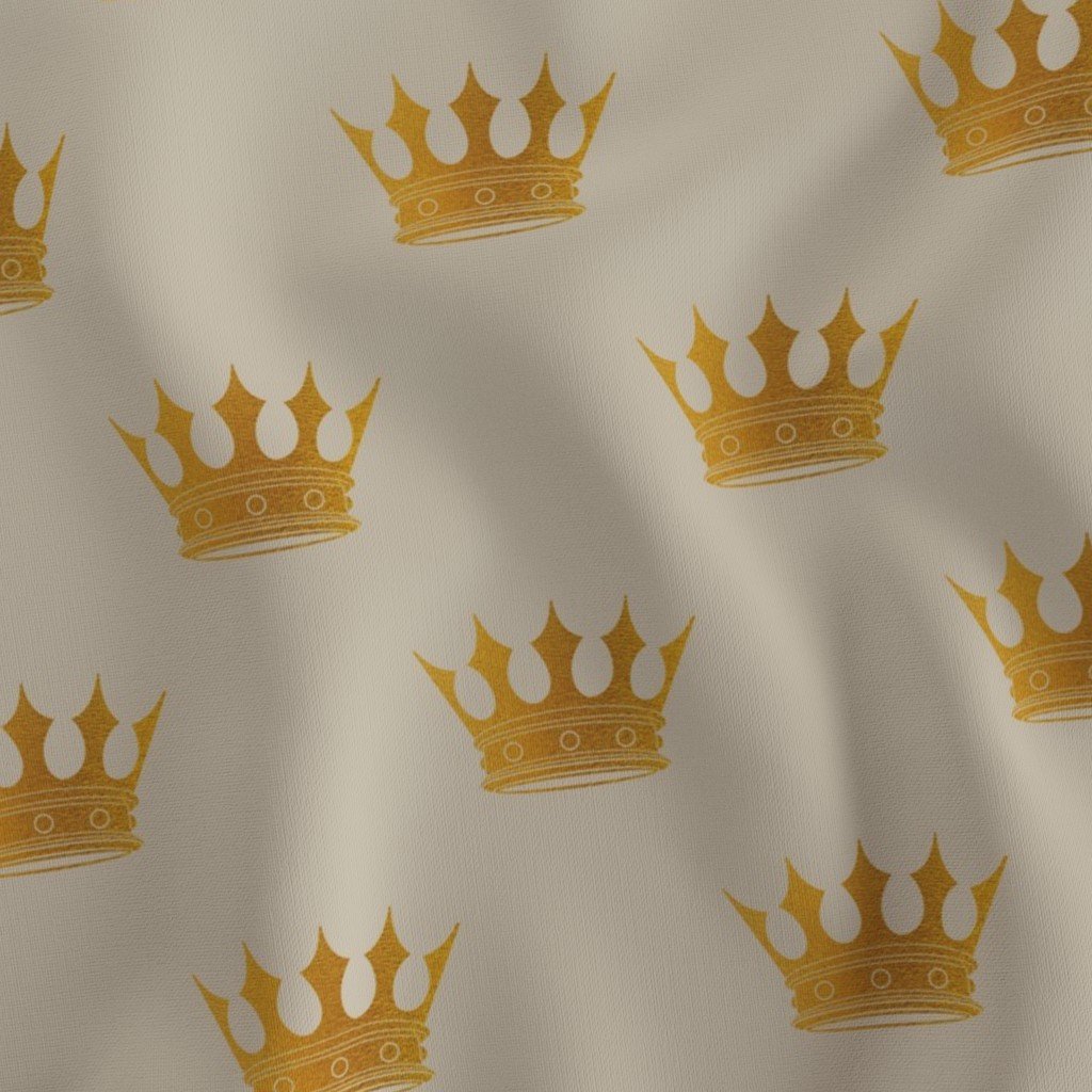 George Grey Royal Golden Crowns Fabric pale grey fabric