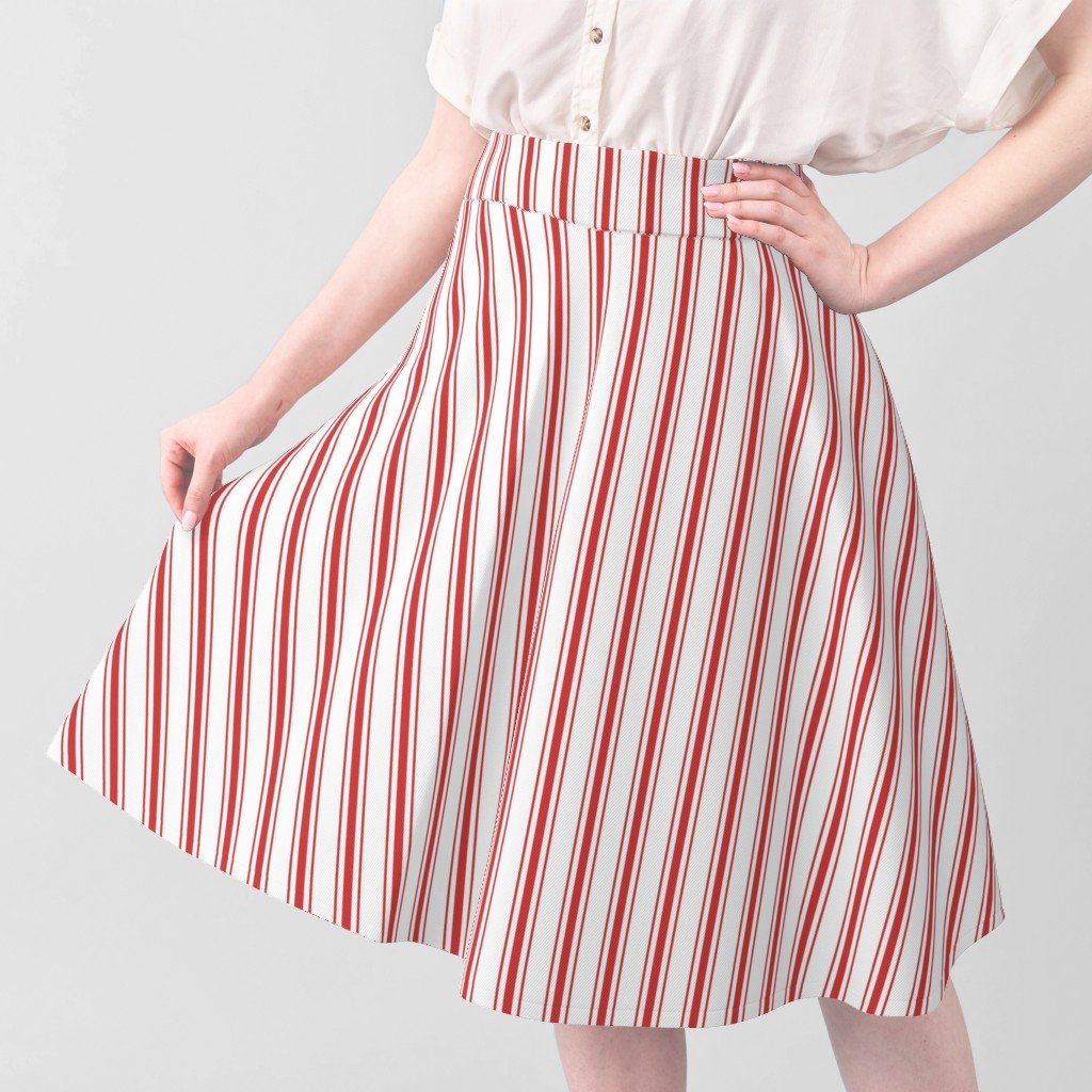 Mattress Ticking Narrow Striped Pattern in Red and White Fabric red stripes fabric