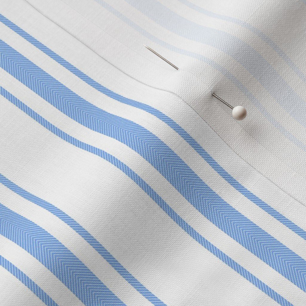 Mattress Ticking Narrow Striped Pattern in Pale Blue and White Fabric light blue fabric