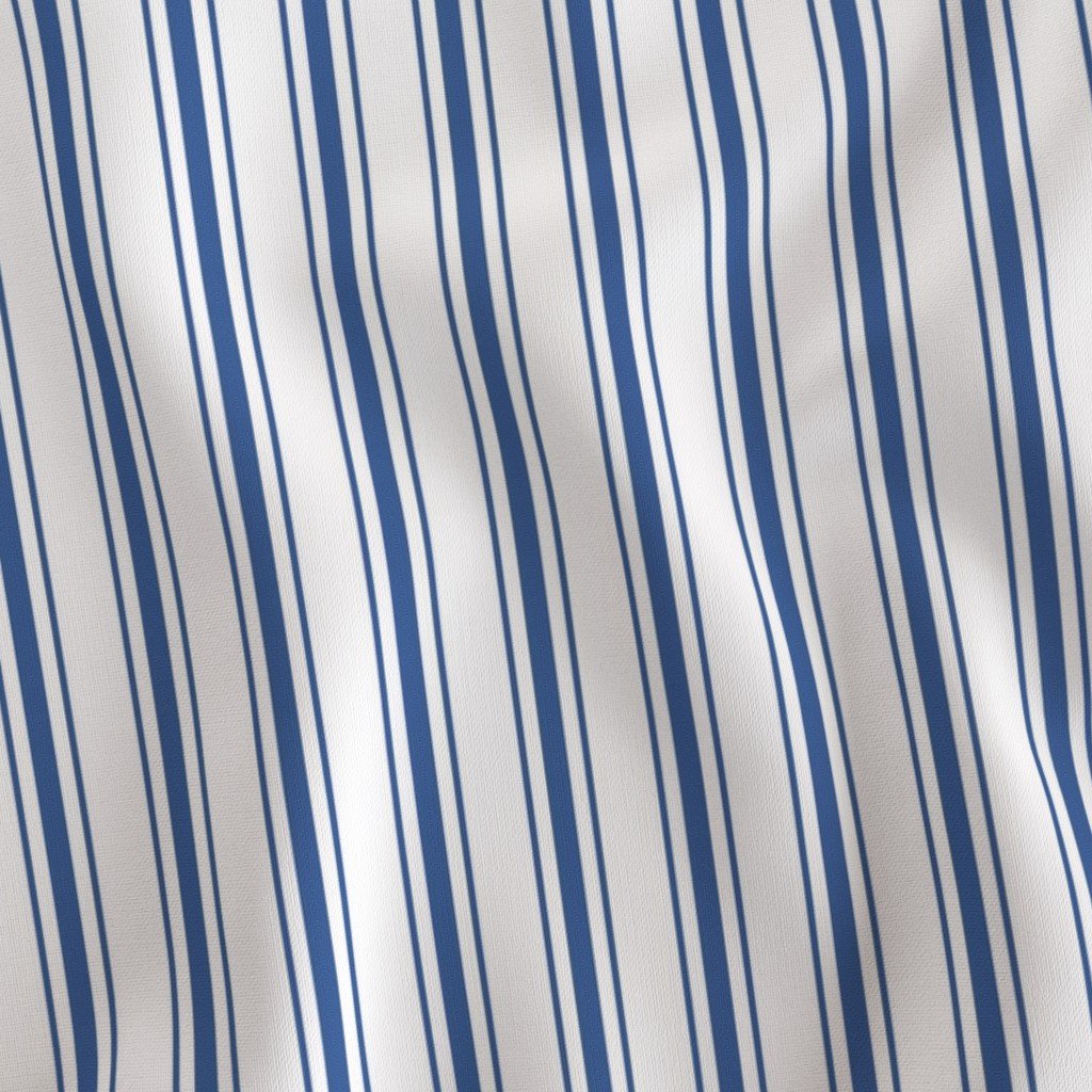 Mattress Ticking Narrow Striped Pattern in Dark Blue and White Fabric dark blue fabric