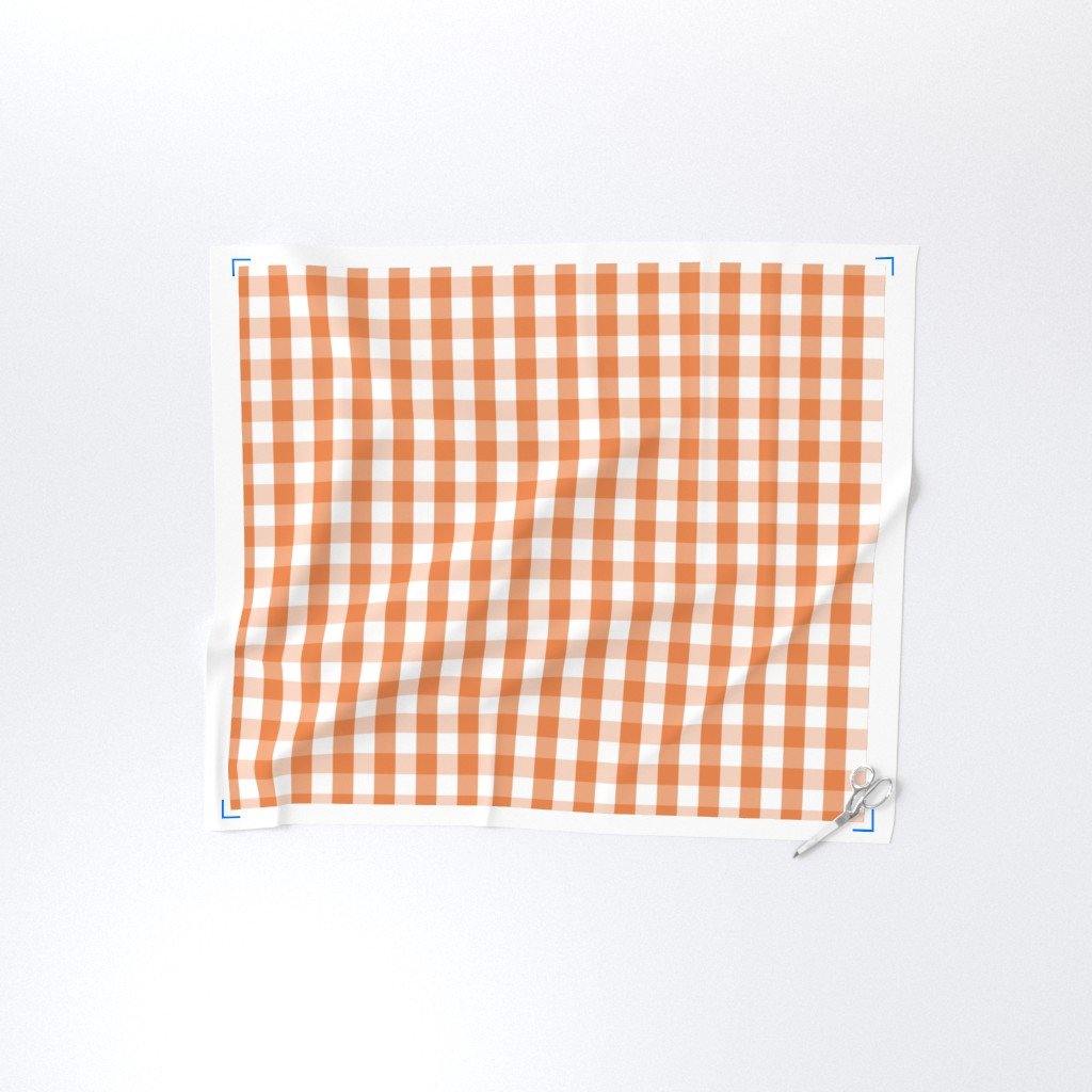 Nasturtium Orange Gingham Check Plaid Fabric orange pattern fabric