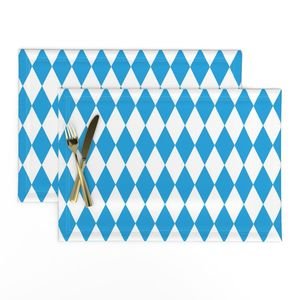Oktoberfest Bavarian Blue and White Medium Diagonal Diamond Pattern Home Decor Collection Decor Collection blue and white placemat design