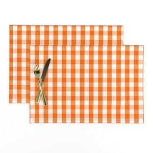 Small Pumpkin Orange and White Gingham Check Pattern Design Collection Home Styling Collection pumpkin orange check placemat design