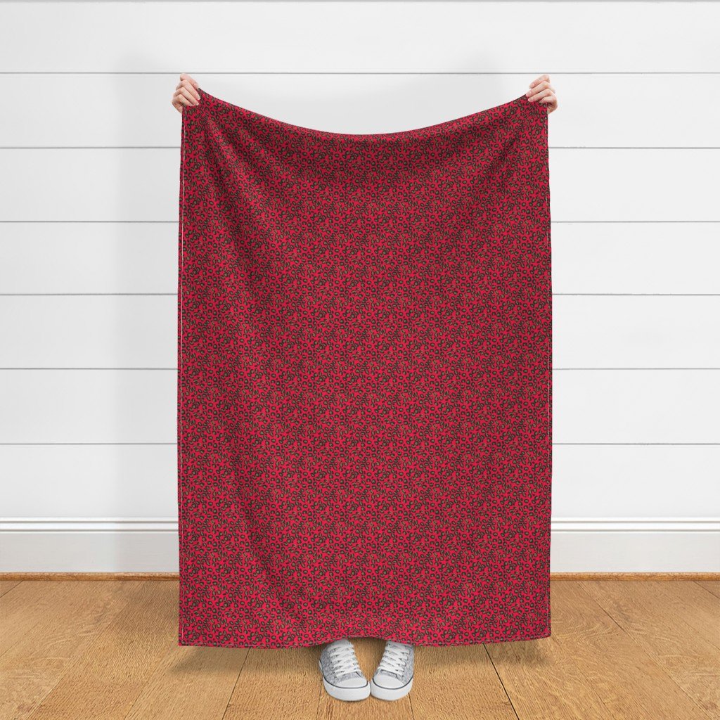 Deep Pink Rose Velvet Spotted Leopard Animal Print Pattern Fabric pink rose fabric