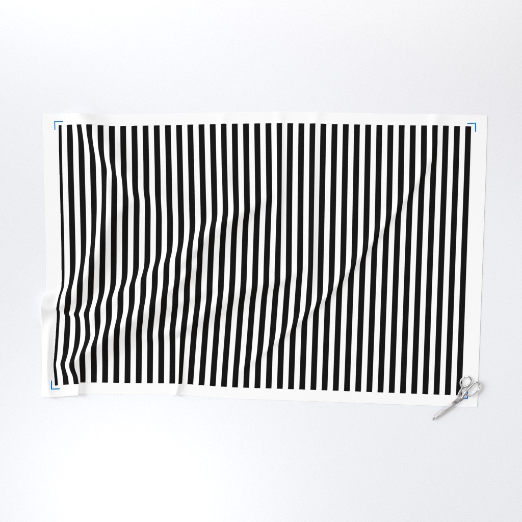 Black and White 3/4 inch Vertical Deck Chair Stripes Fabric black white stripe fabric