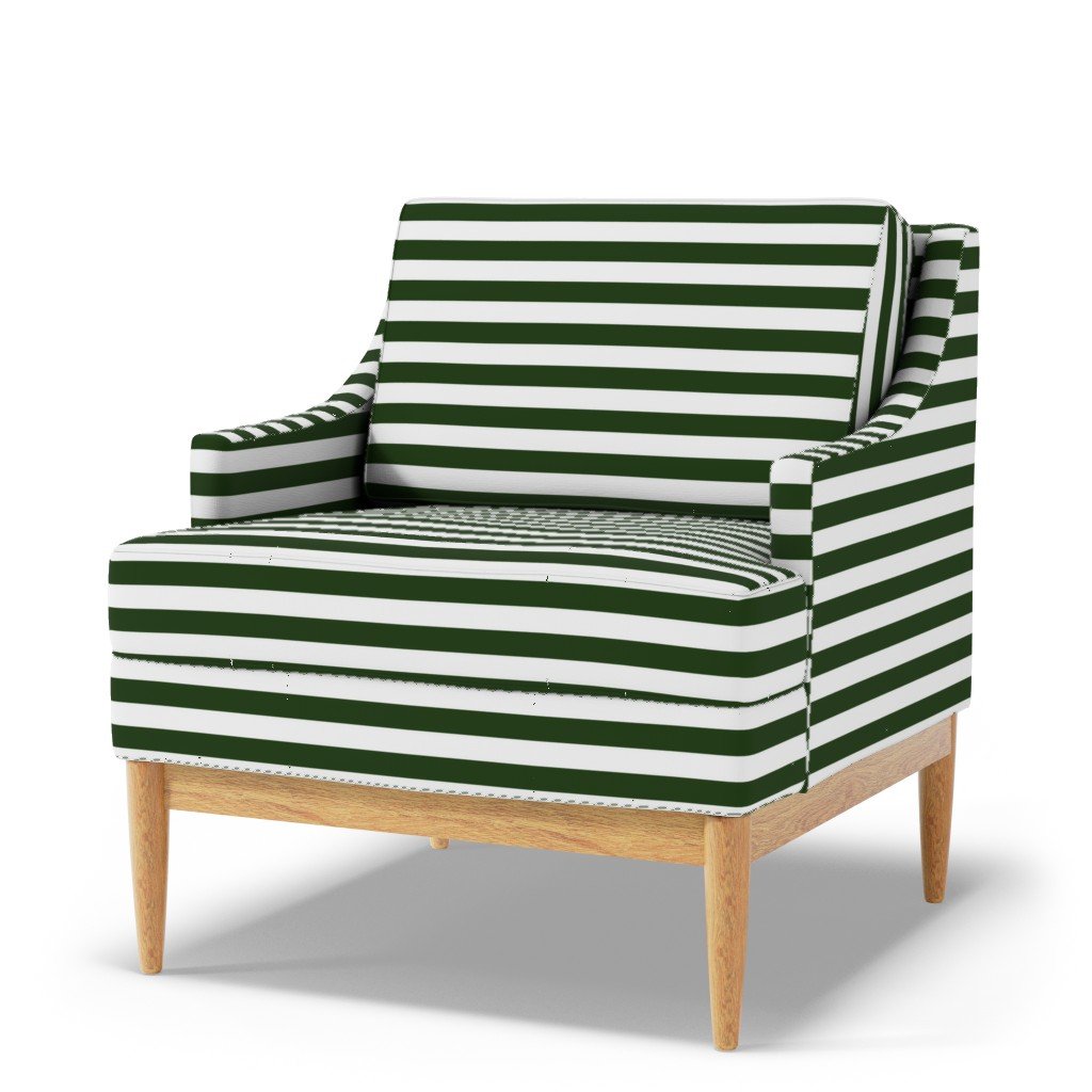 Forest Green and White Big 1-inch Beach Hut Horizontal Stripes Fabric big stripe fabric