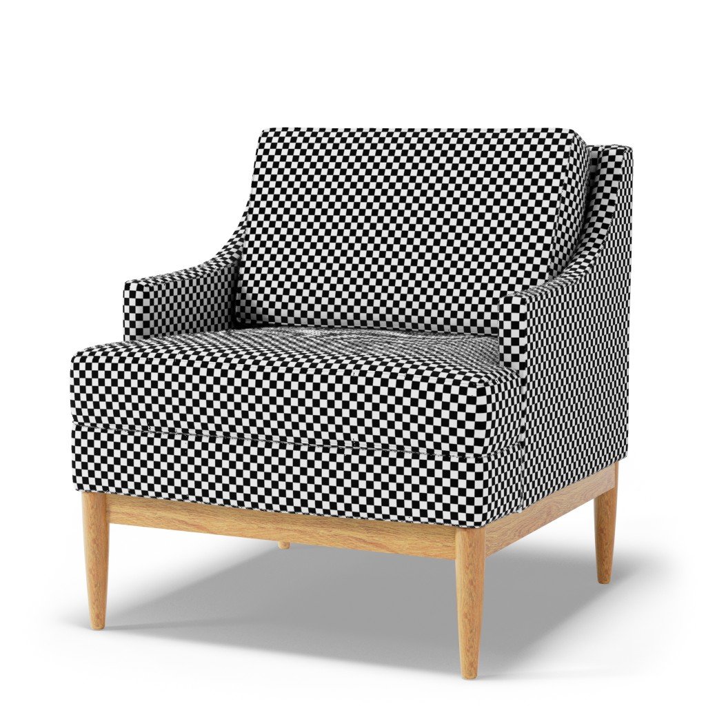 Black and White Checkerboard 1/2 inch-Check Fabric black fabric
