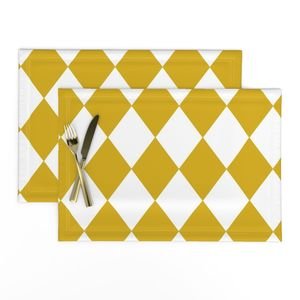Antique Moss Yellow Modern Diamond Pattern Design Collection Design Collection bright antique moss placemat design
