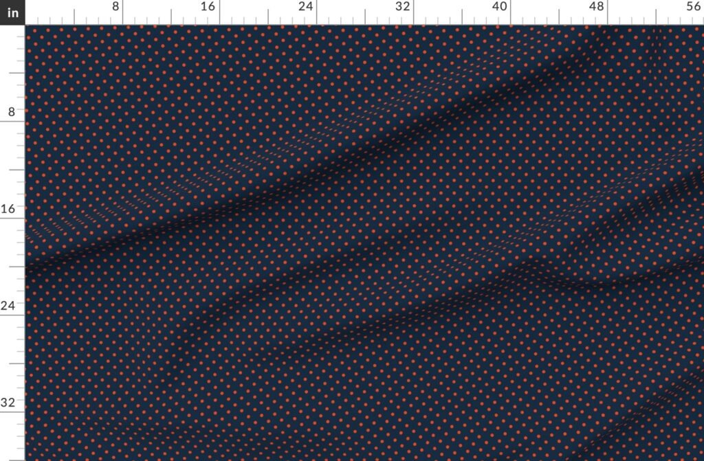 Mini Navy and Orange Polka Dots Fabric design