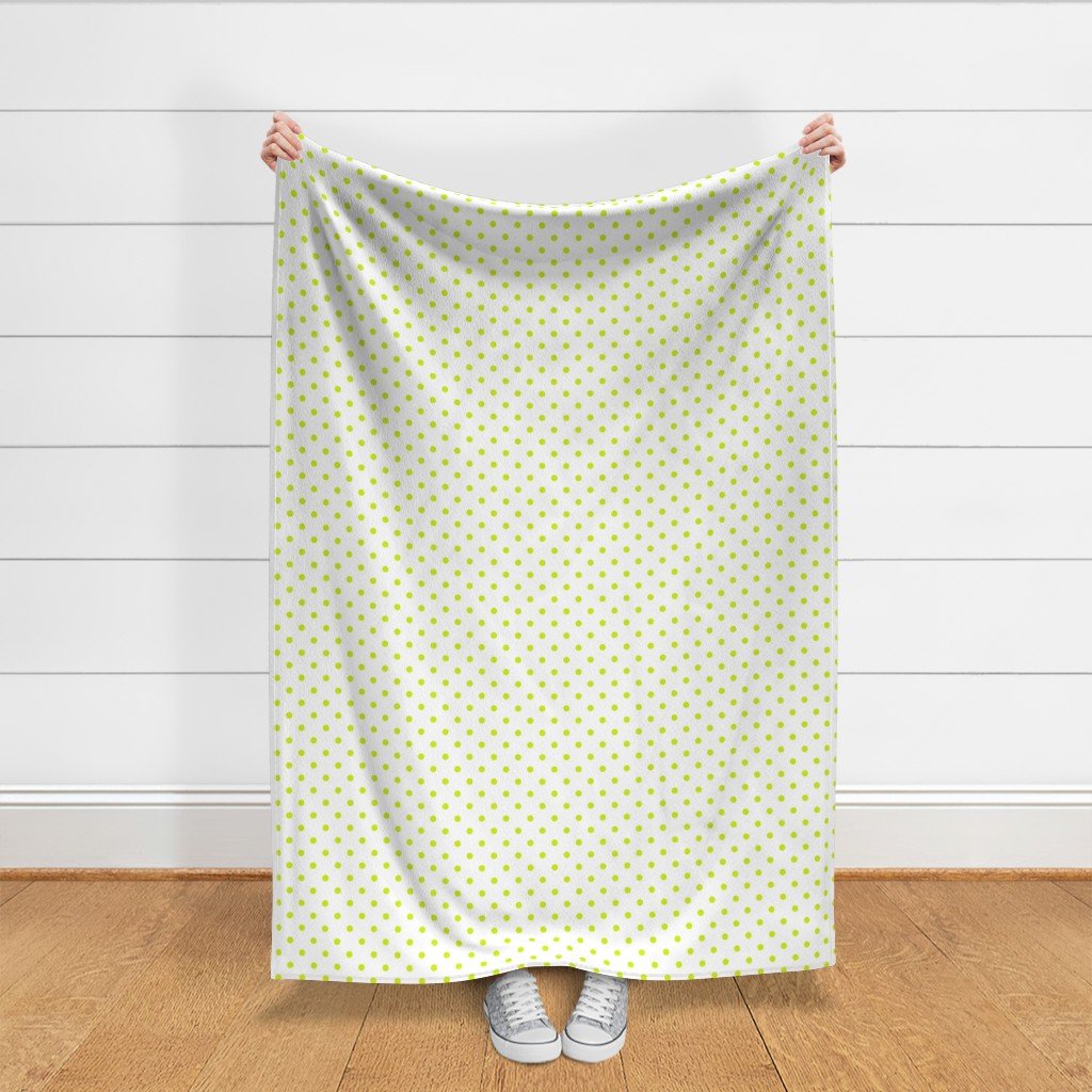 Lime Punch Polkadots on White Fabric lime green fabric