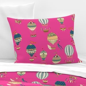 Vintage Hot Air Balloons on Hot Pink Home Styling Collection Design Collection helium balloon pillow sham design