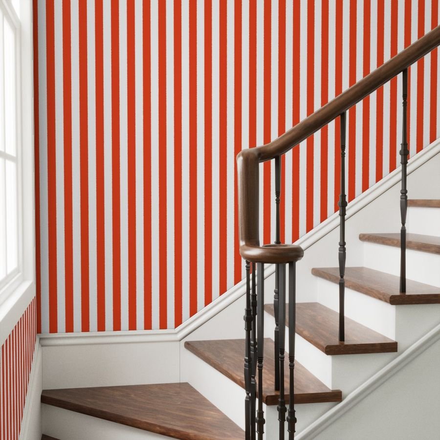 Citrus Orange Vertical Tent Stripes Florida Colors of the Sunshine Wallpaper tent stripes wallpaper