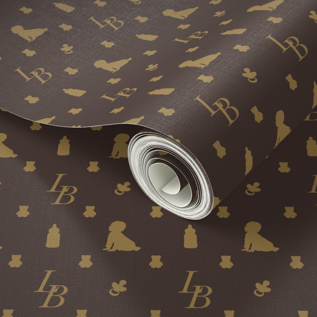Louis Baby Luxury Iconic Monogram Pattern on Classic Brown with Tan Wallpaper louis baby wallpaper
