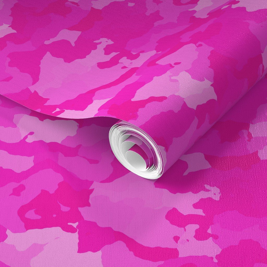 Hot Shocking Neon Pink Girlie Feminine Camo Camouflage Pattern Wallpaper camouflage pattern wallpaper