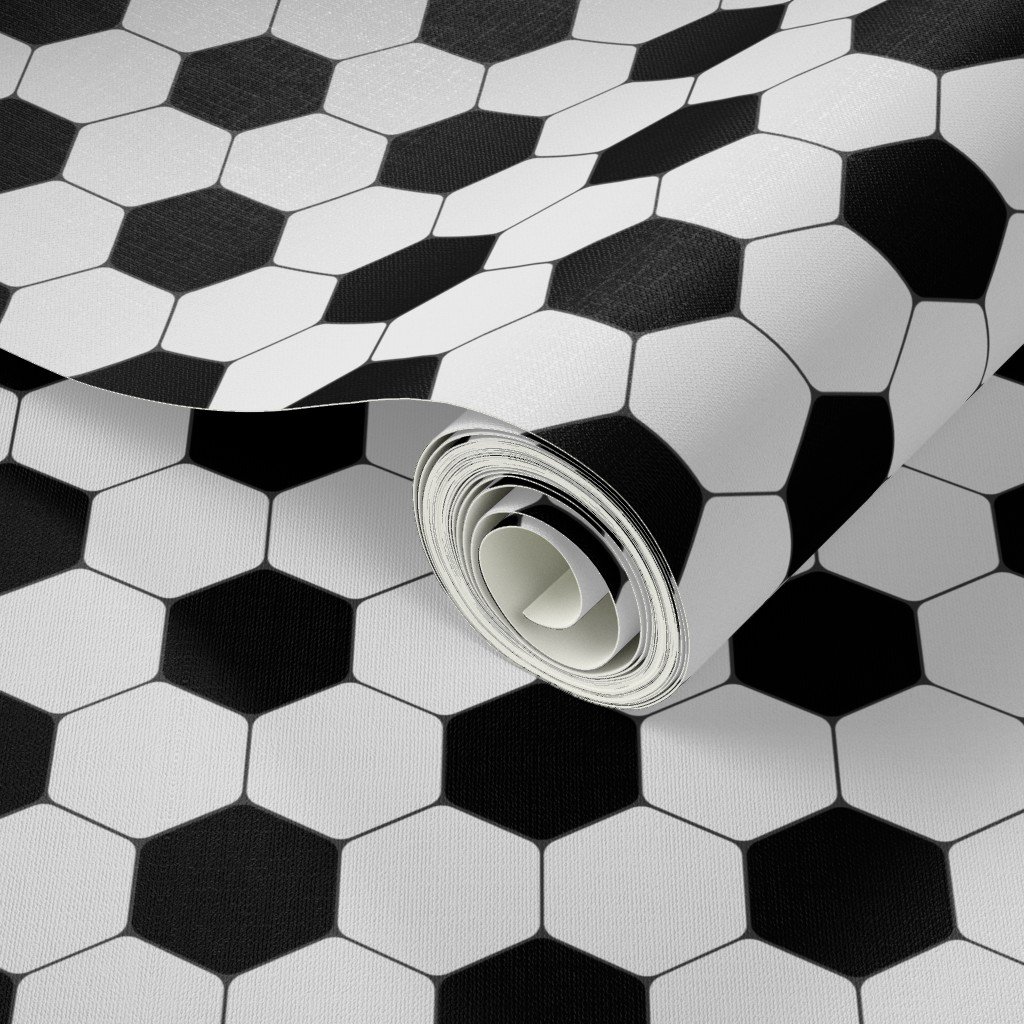 Mini Classic Soccer Football Hexagonal Black and White Seamless Print Wallpaper black hexagons wallpaper