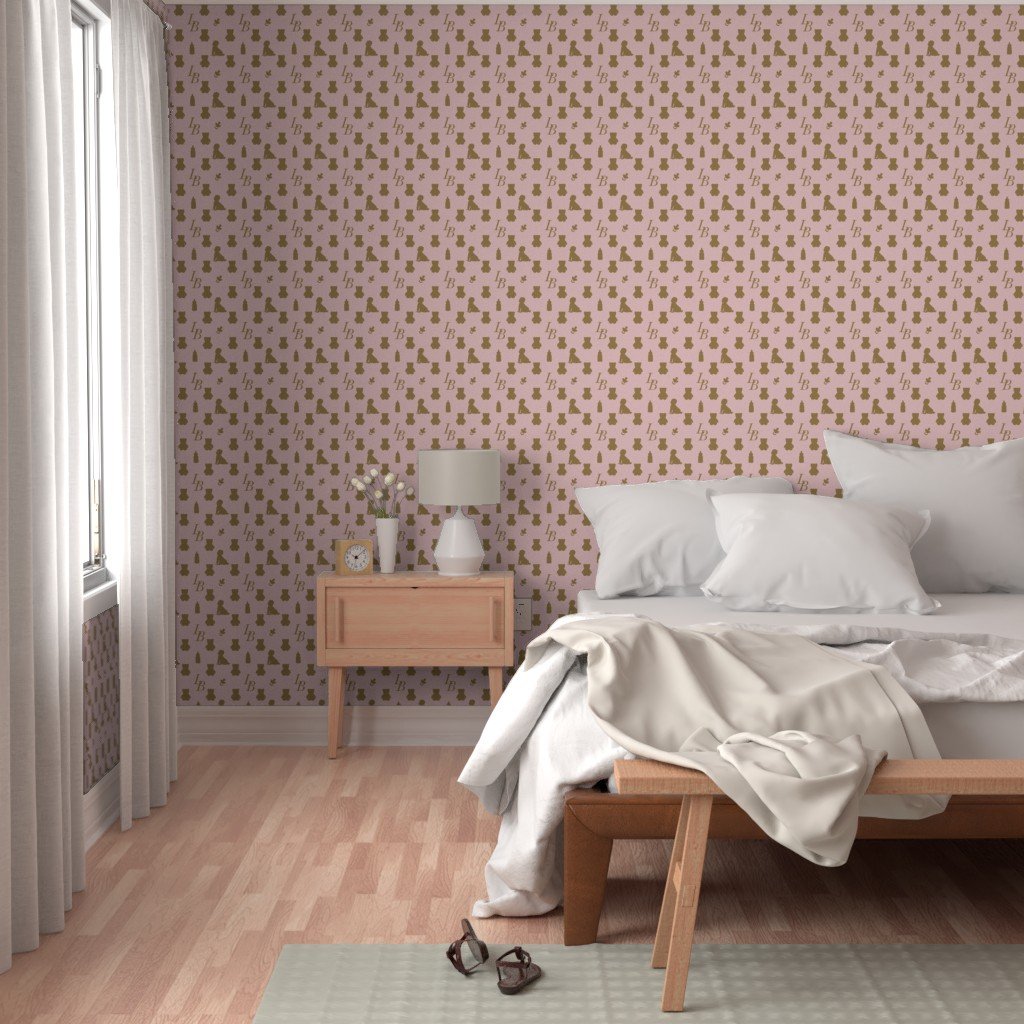 Louis Baby Luxury Iconic Monogram Pattern on Classic Pink with Tan Wallpaper louis baby wallpaper